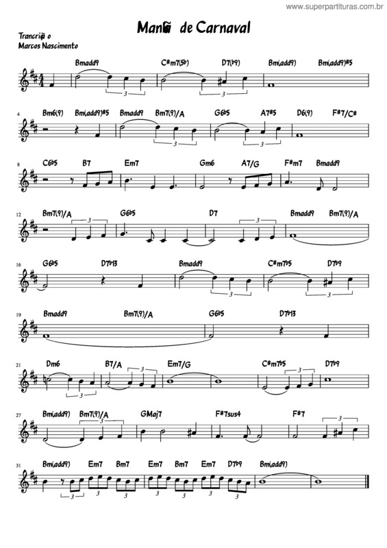 Partitura da música Manhã De Carnaval v.21