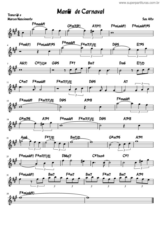 Partitura da música Manhã De Carnaval v.22