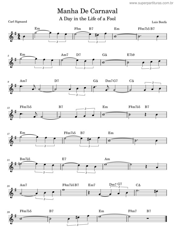 Partitura da música Manha De Carnaval v.46