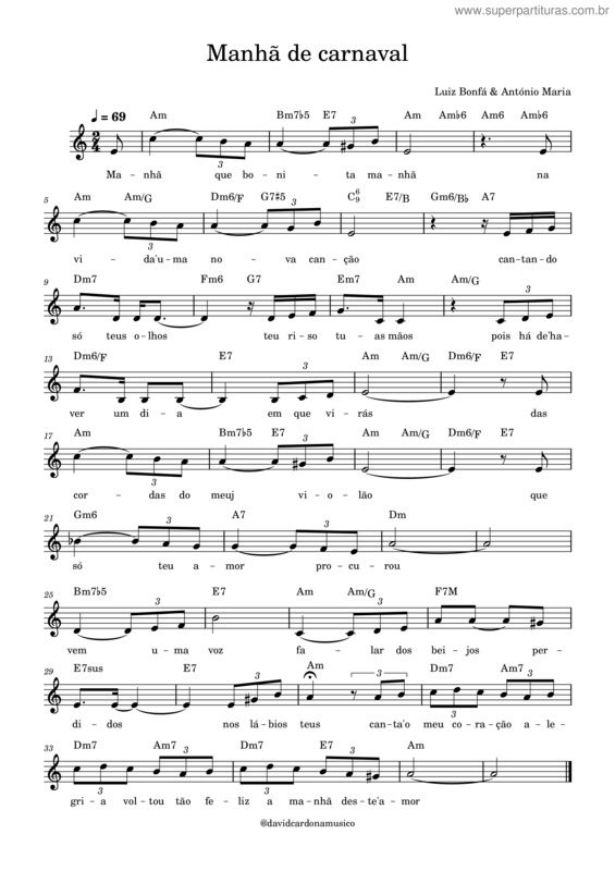 Partitura da música Manhã De Carnaval v.47