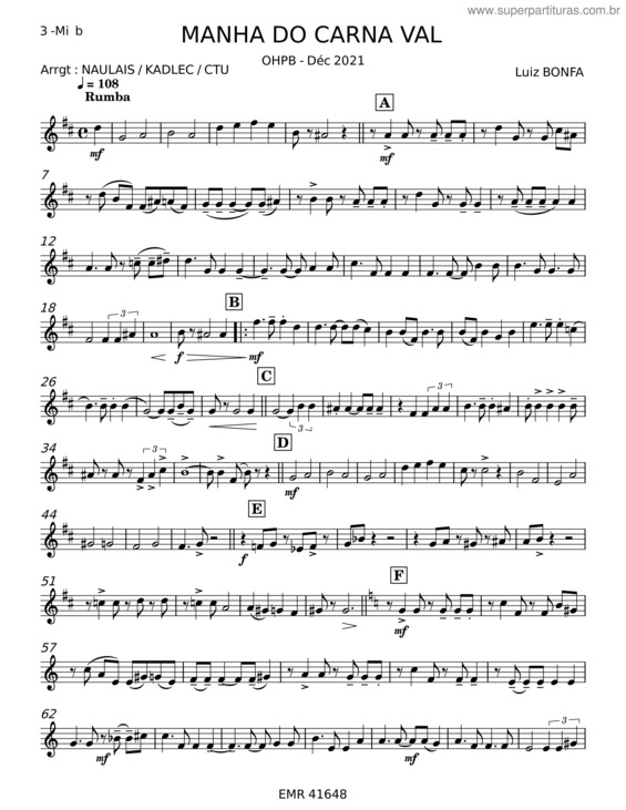 Partitura da música Manhã De Carnaval v.52