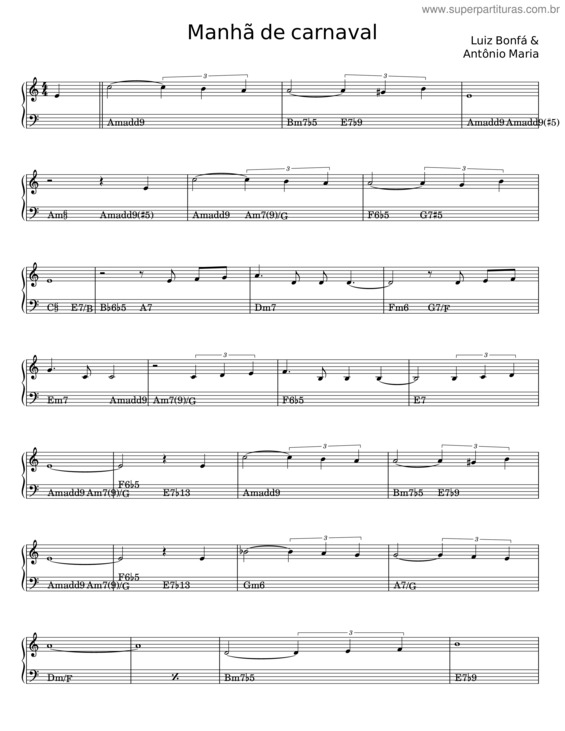 Partitura da música Manhã De Carnaval v.55