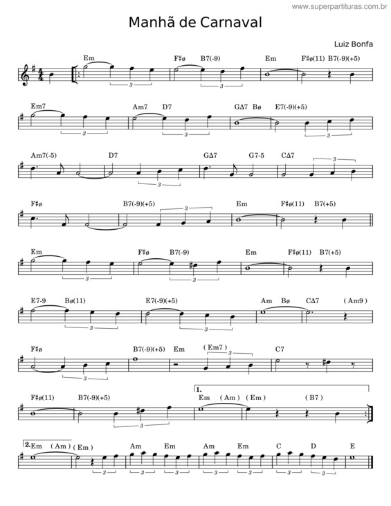 Partitura da música Manhã De Carnaval v.58