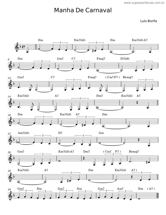 Partitura da música Manha De Carnaval v.60