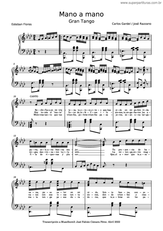 Partitura da música Mano A Mano v.6