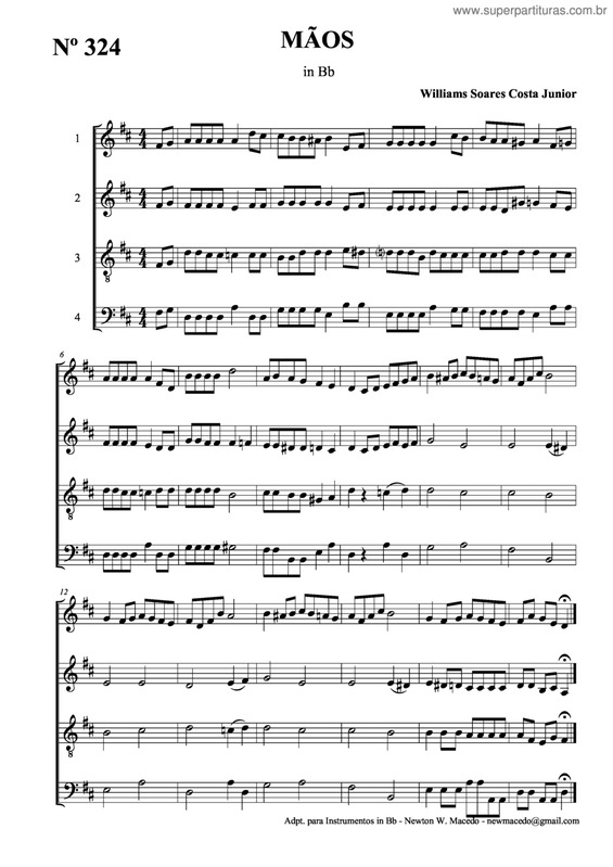 Partitura da música Mãos v.2