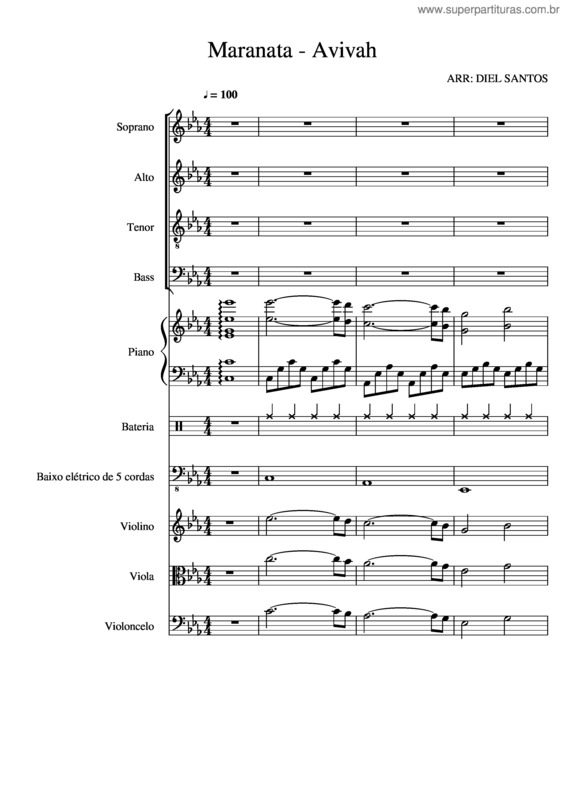 Partitura da música Maranata  Arr: Diel Santos