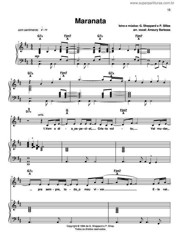 Partitura da música Maranata v.10