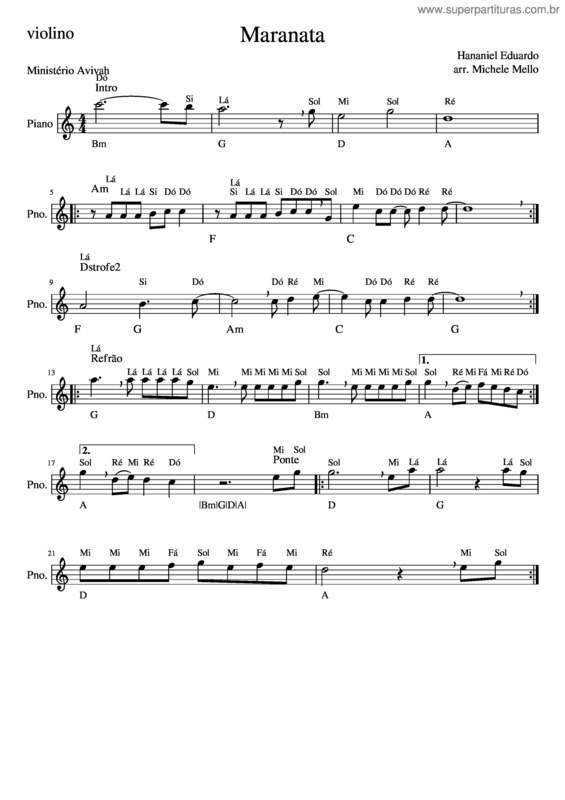 Partitura da música Maranata v.23