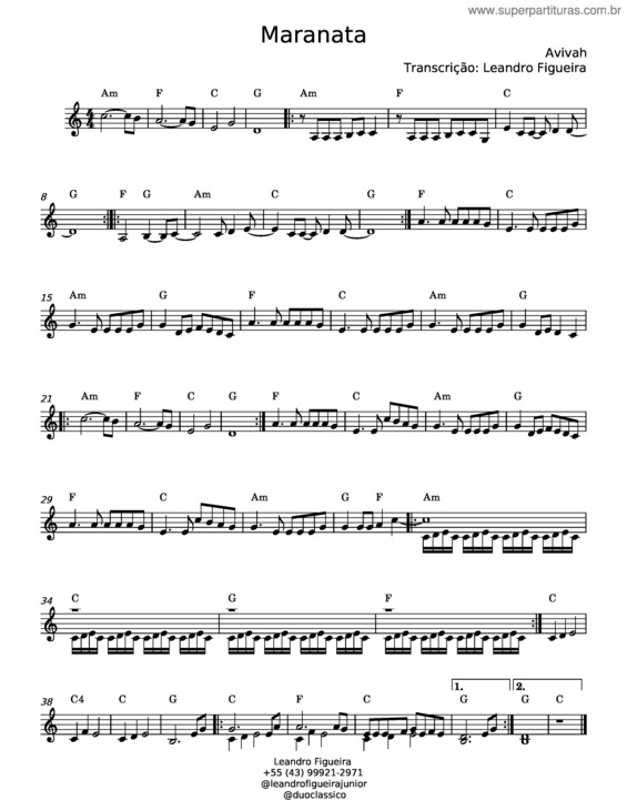 Partitura da música Maranata v.25