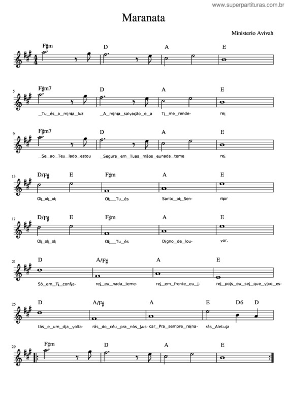 Partitura da música Maranata v.29