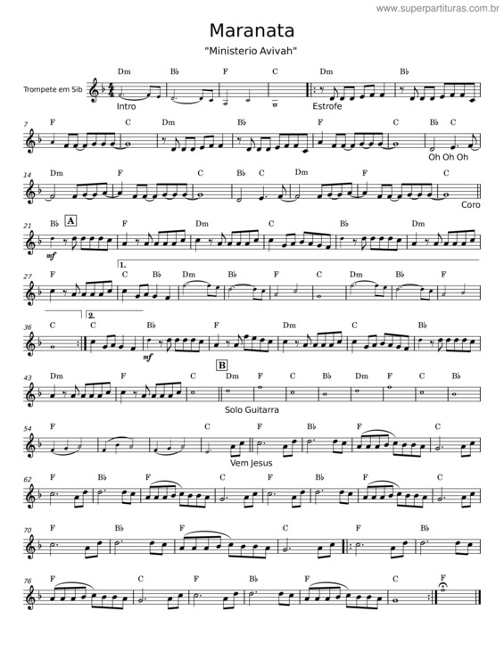 Partitura da música Maranata v.34