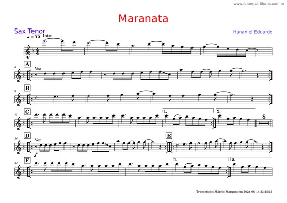 Partitura da música Maranata v.39