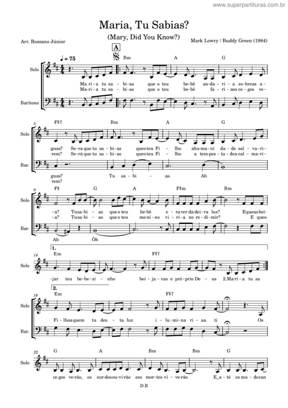 Partitura da música Maria, Tu Sabias v.2