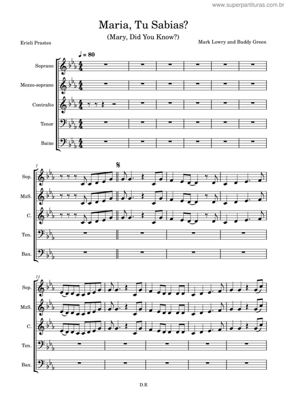 Partitura da música Maria, Tu Sabias