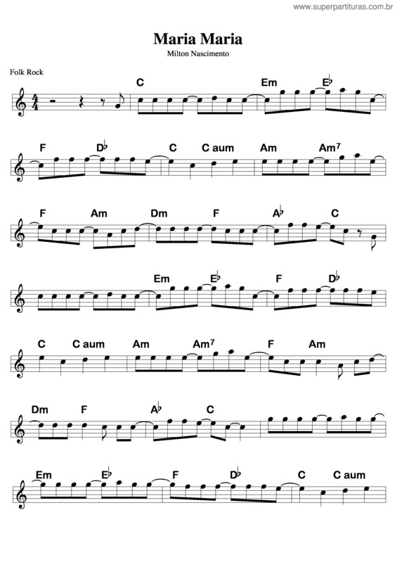 Partitura da música Maria Maria v.4