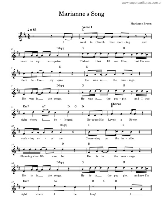 Partitura da música Marianne`S Song