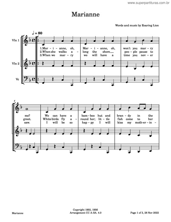 Partitura da música Marianne v.5