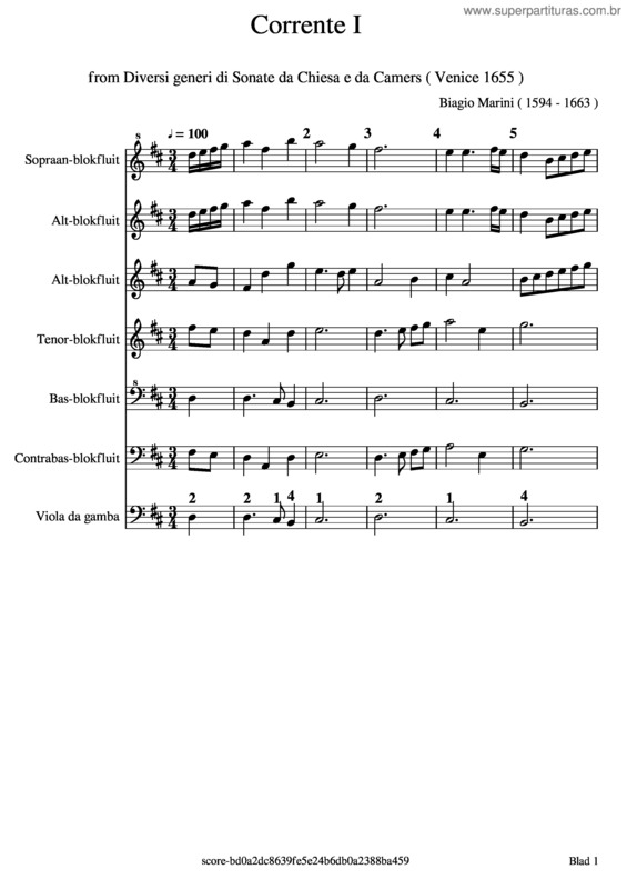 Partitura da música Marine Biagio  Corrente I