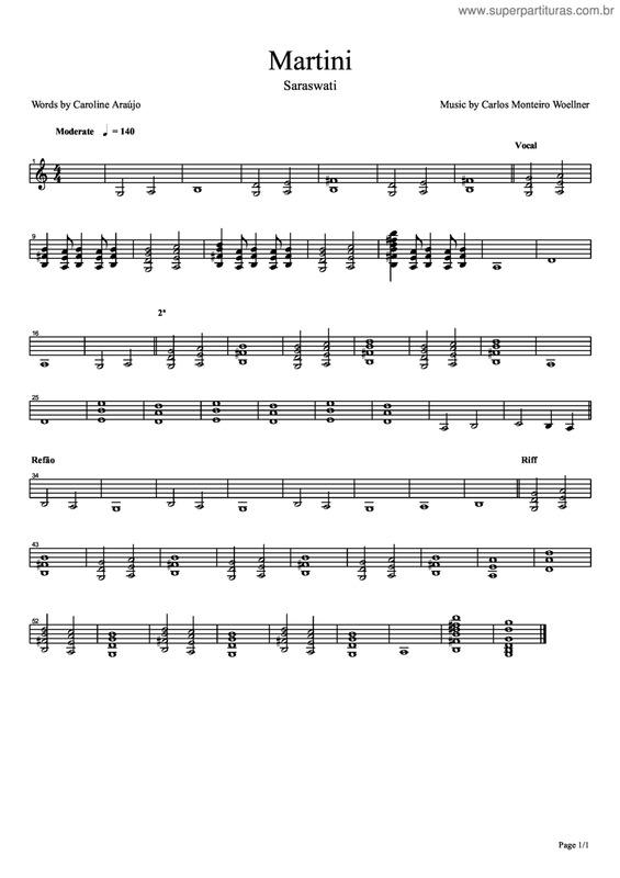 Partitura da música Martini