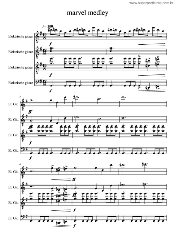 Partitura da música Marvel Medley