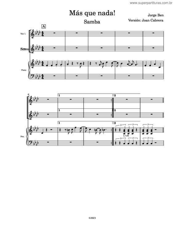 Partitura da música Mas Que Nada v.39