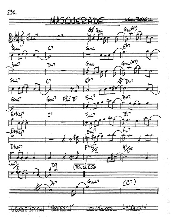 Partitura da música Masquerade v.8