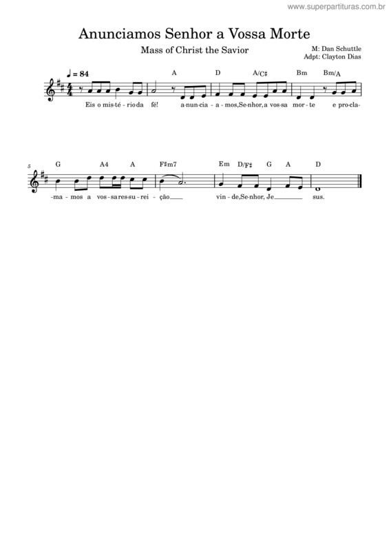 Partitura da música Mass Of Christ The Savior