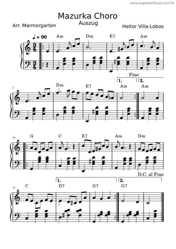 Partitura da música Mazurka Choro v.4