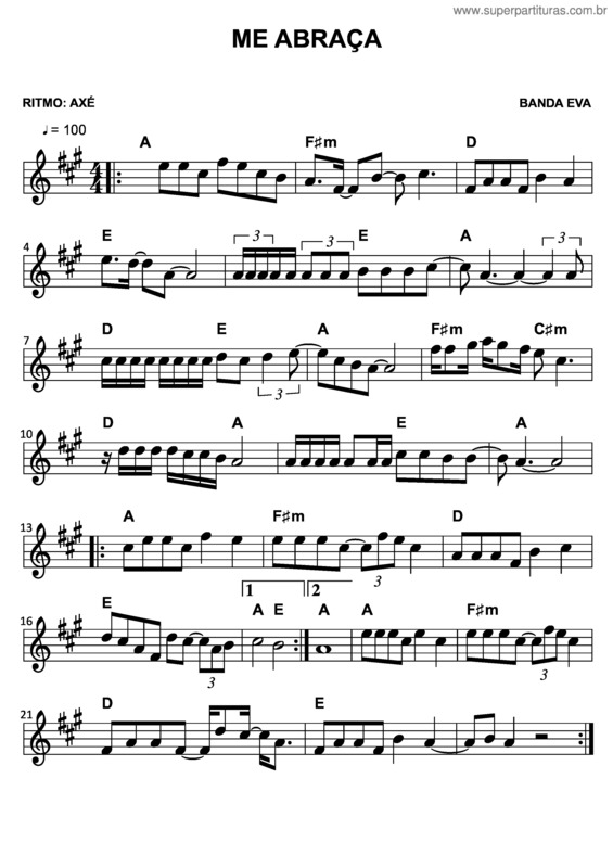 Partitura da música Me Abraça v.4