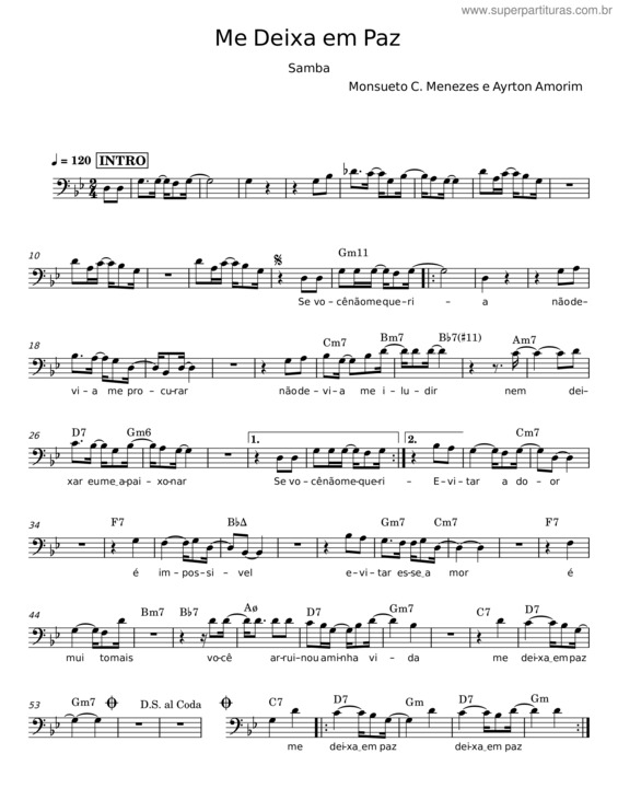 Partitura da música Me Deixa Em Paz v.3