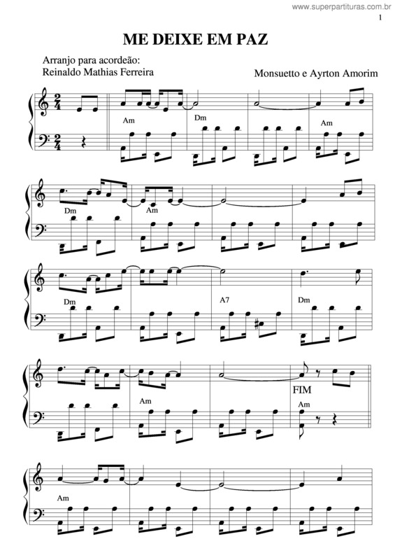 Partitura da música Me Deixe Em Paz