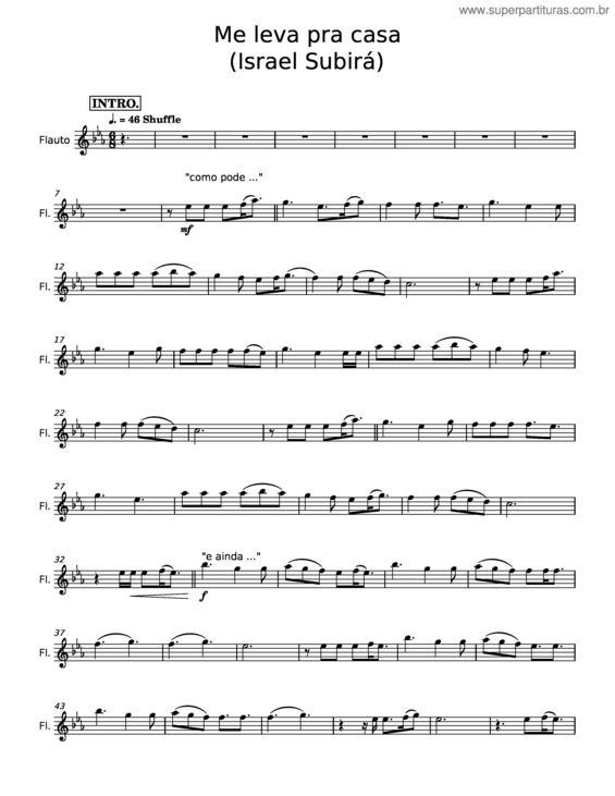 Partitura da música Me Leva Pra Casa