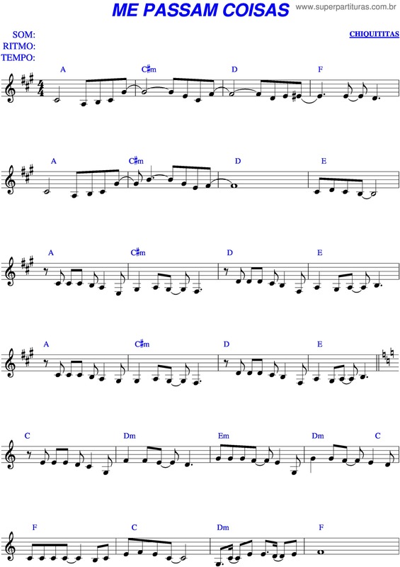 Partitura da música Me Passam Coisas v.2