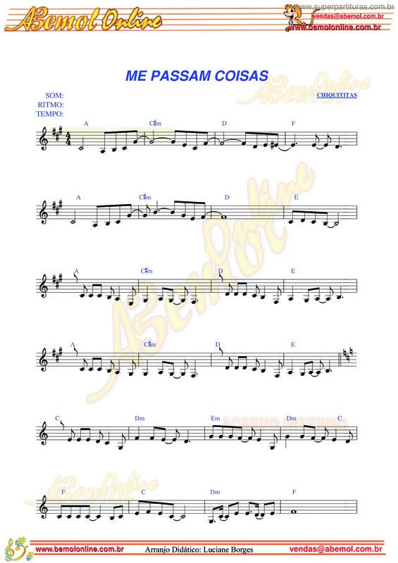 Partitura da música Me Passam Coisas