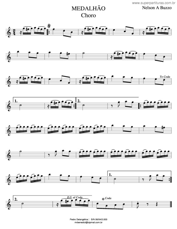 Partitura da música Medalhão