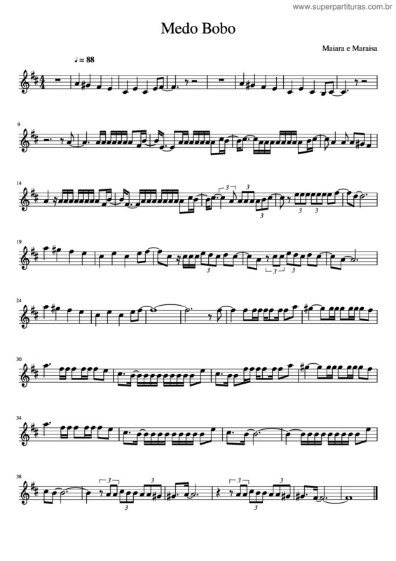 Partitura da música Medo Bobo v.4