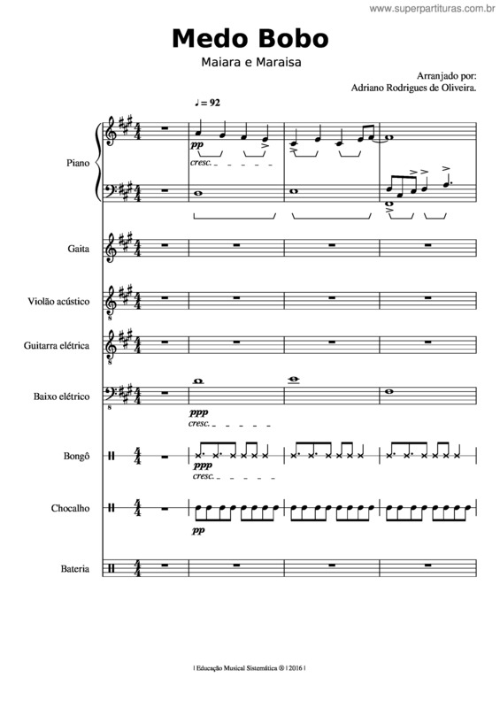 Partitura da música Medo Bobo v.5