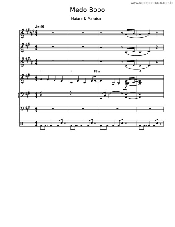 Partitura da música Medo Bobo v.8