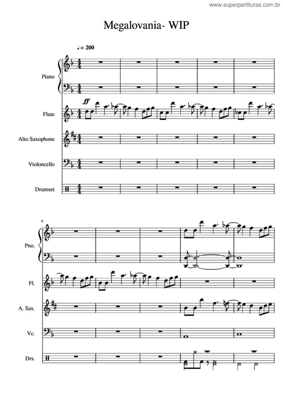 Partitura da música Megalovania- Wip