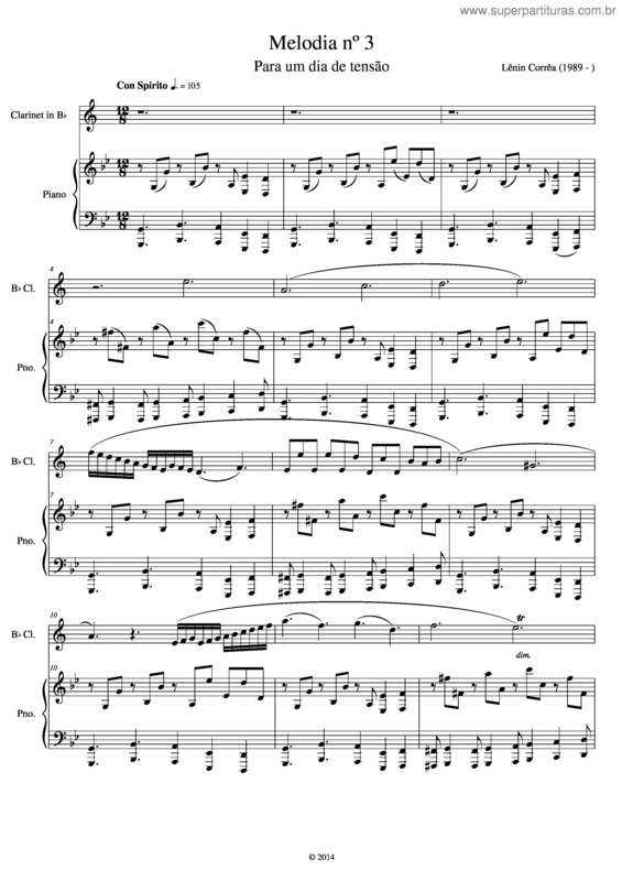 Partitura da música Melodia nº 3