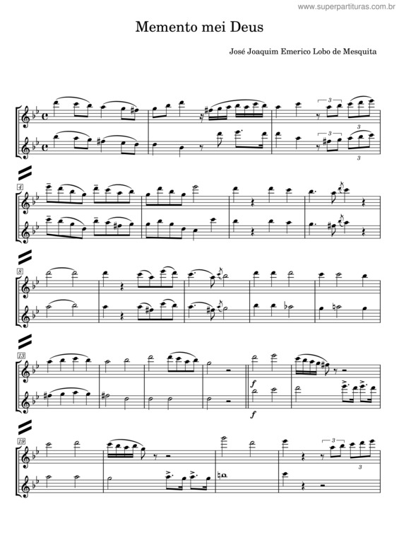 Partitura da música Memento Mei Deus