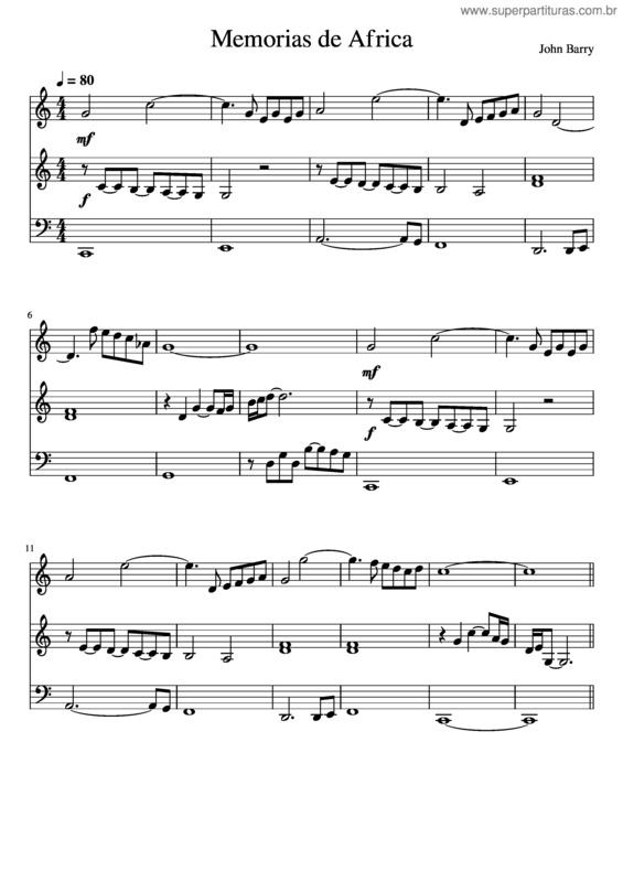 Partitura da música Memorias De Africa