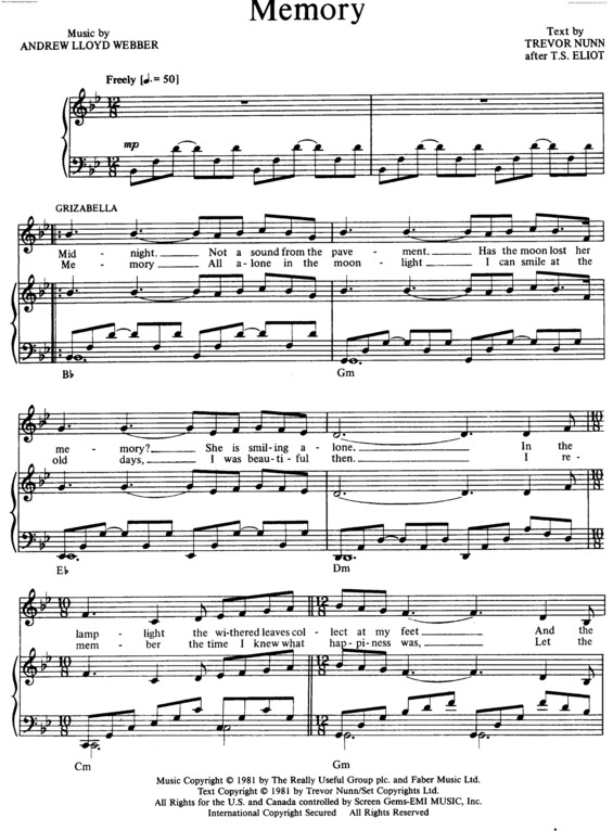 Partitura da música Memory v.9