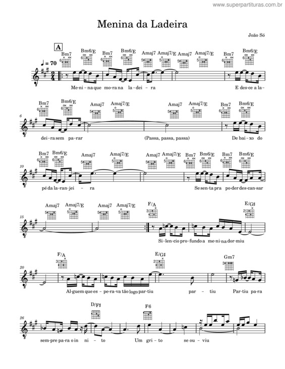 Partitura da música Menina Da Ladeira v.2