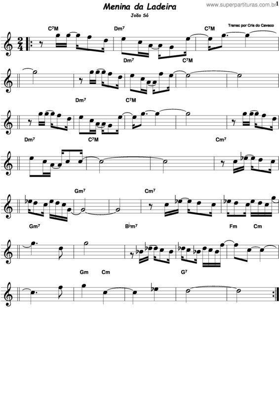 Partitura da música Menina Da Ladeira