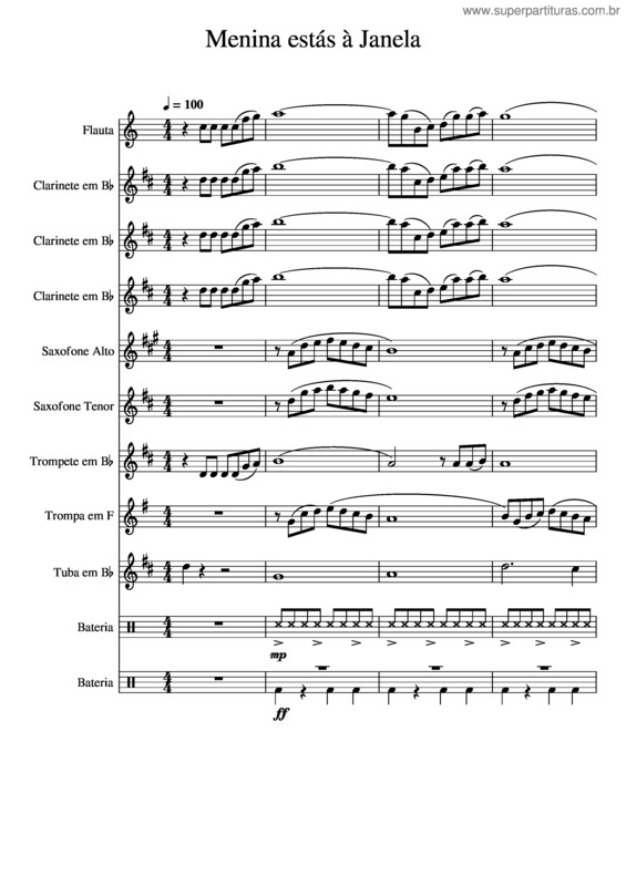 Partitura da música Menina Estás À Janela v.2