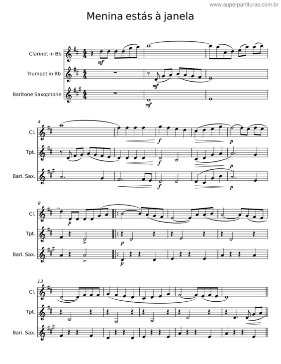 Partitura da música Menina Estás À Janela v.5