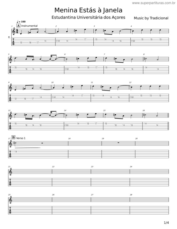 Partitura da música Menina Estás À Janela v.7