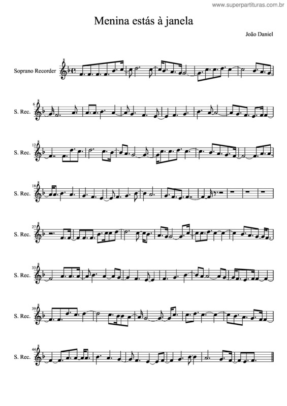 Partitura da música Menina Estás À Janela